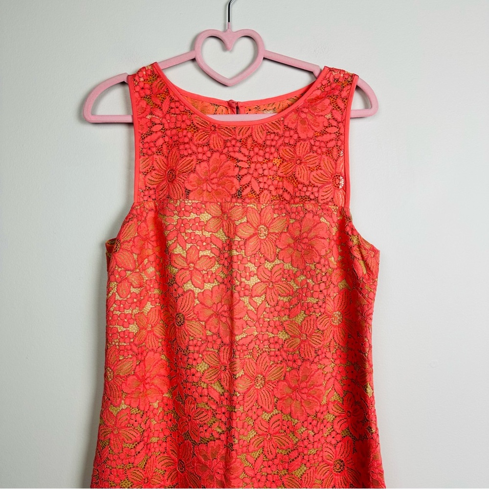 Trina Turk NWT Coral Floral Lace Mini Cocktail Dress Size 8 - Picture 2 of 11